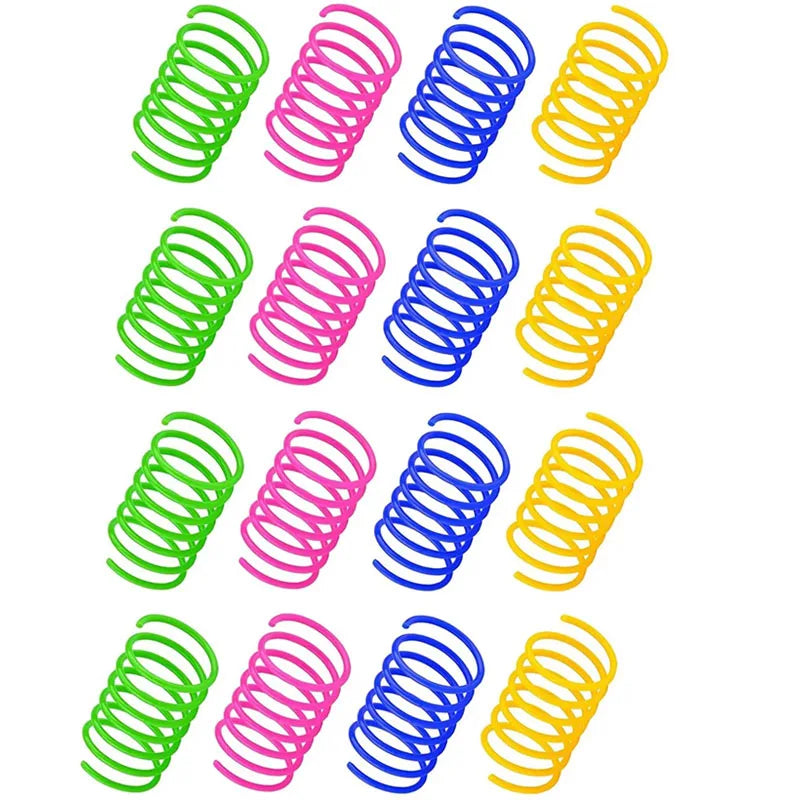 12PCS 12Colors Cat Spring Toys for Indoor Cats, Interactive Coil Springs for Self Play, Durable Heavy Plastic Cat Spiral Spring