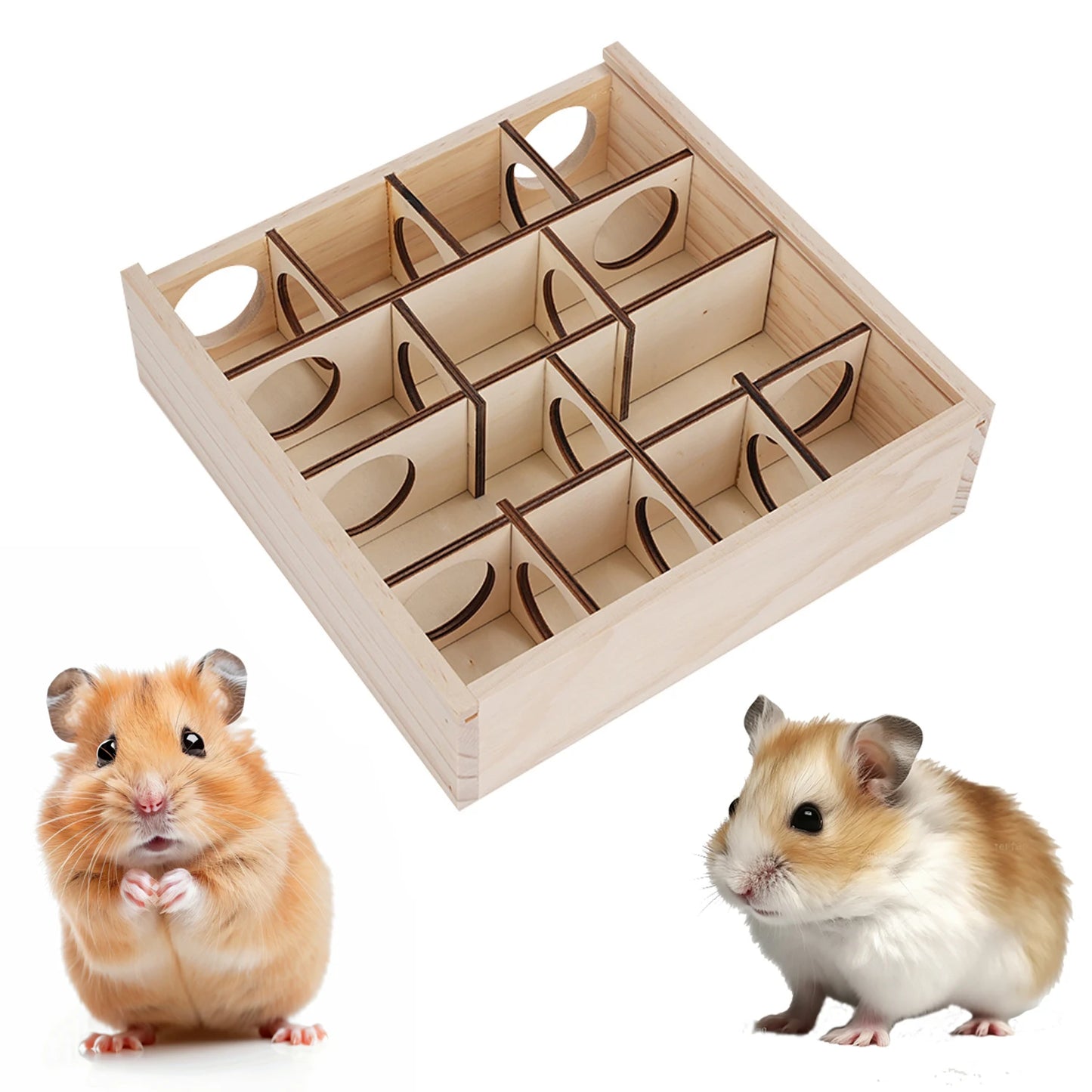 Natural Wood Hamster Maze Toy For Enrichment And Tunnels