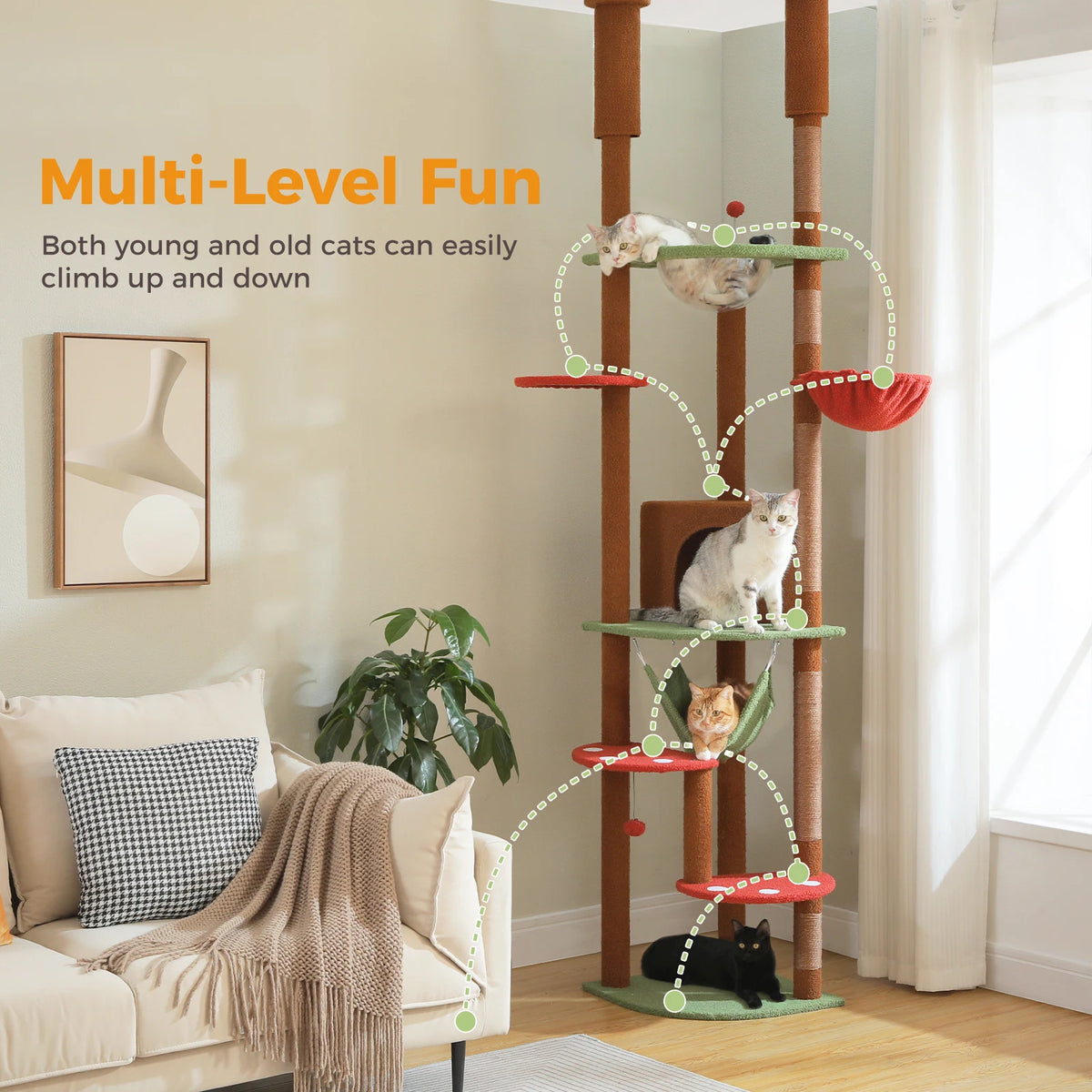 Pawz Road Multi Level Floor To Ceiling Cat Condo Tower