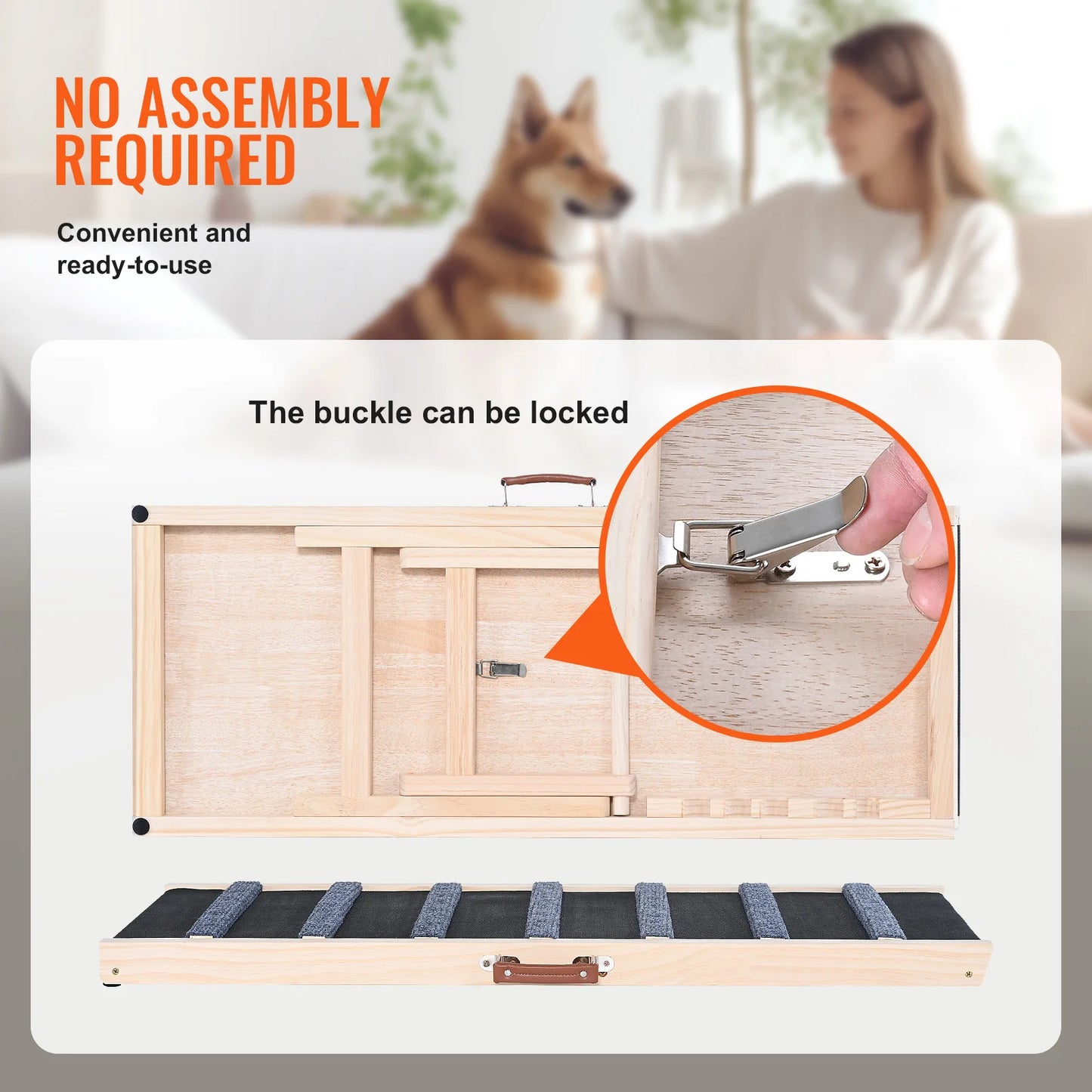 SucceBuy Folding Dog Ramp Anti Slip Wooden Ramp For Dogs