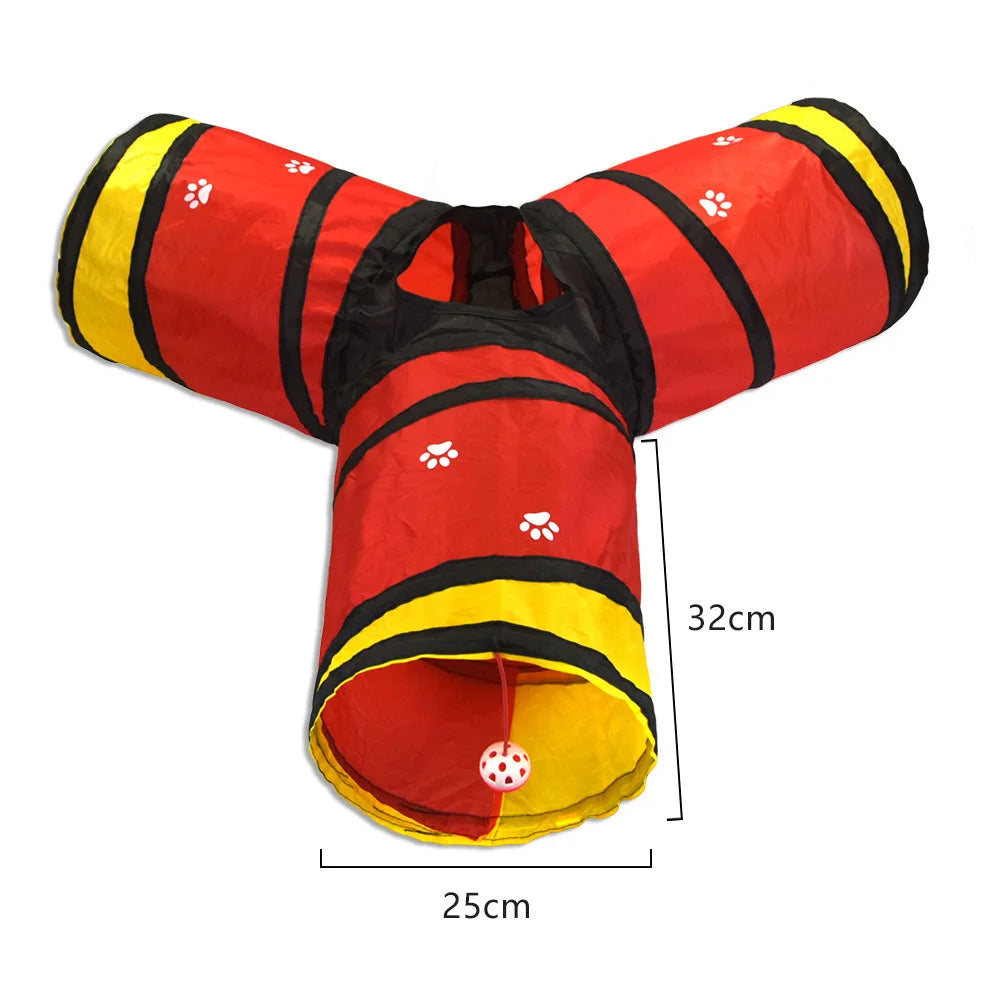Foldable Cat Tunnel Toy For Indoor Play Breathable Cloth