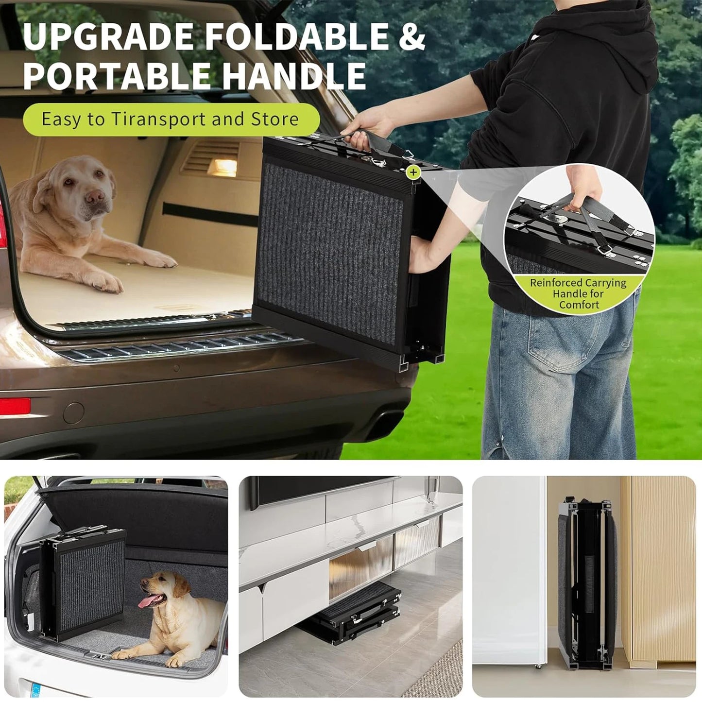 HiMISS Upgraded Car Dog Ramp With Non Slip Surface Folding Portable