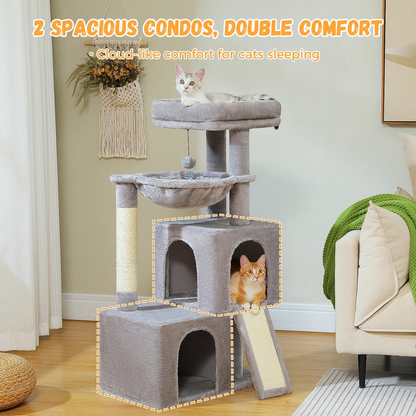 PAWZ Road Multi Level Cat Tree With Condos Hammock