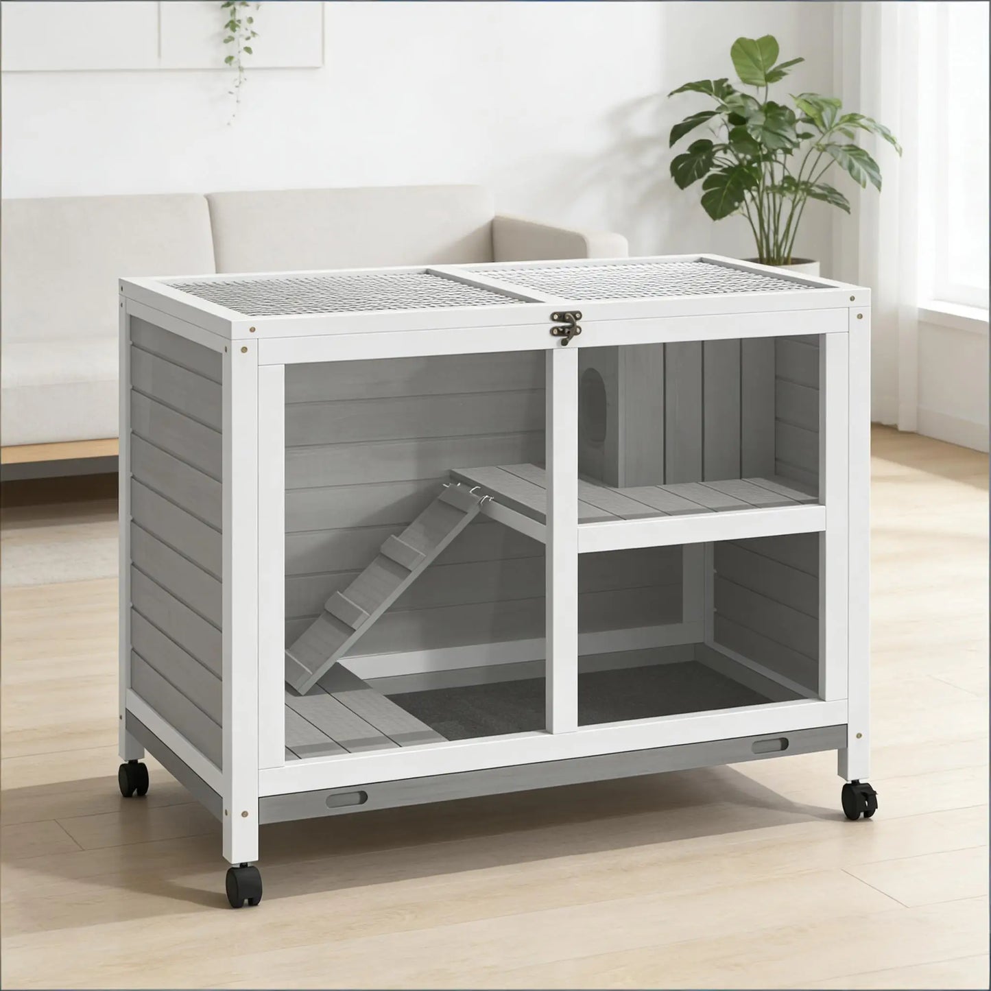 Bunny Cage Small Rabbit Hutch Spacious Indoor Pet House