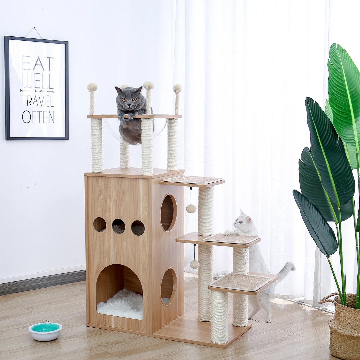 PAWZ Ro Multi Level Cat Tree Indoor Wood Tower Posts