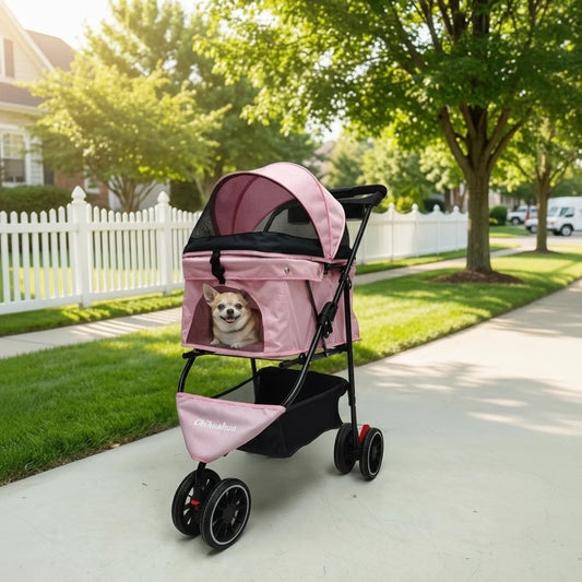 CHIHUAHUA Pet Stroller for Cats and Dogs Portable Foldable Carrier
