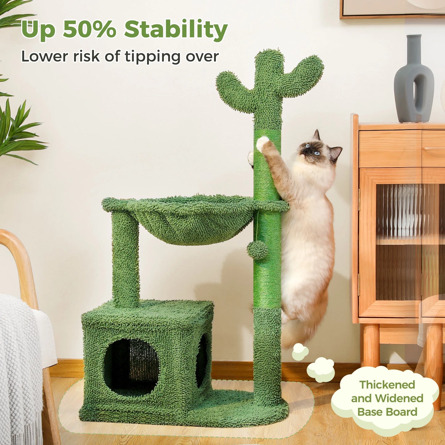 PEQULTI Cat Tree With Large Condo Hammock And Scratching Post Indoor