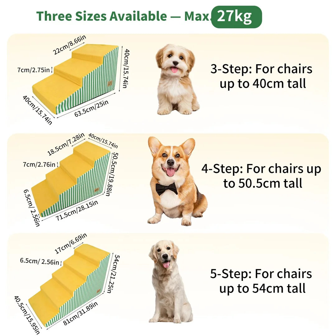 Bright Pet Stairs for Dogs High-Density Foam Gentle Slope Access Ramp 3/4/5 Steps Safe Dog Ramp for Pet Accessibility