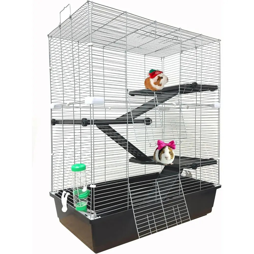 My irst Home Extra Large 4-Level Habitat Narrow 3/8-inch Bar Spacing 6.5-Inch Deep Tubby Base or Exotics Pet Guinea Pig HedgeHam