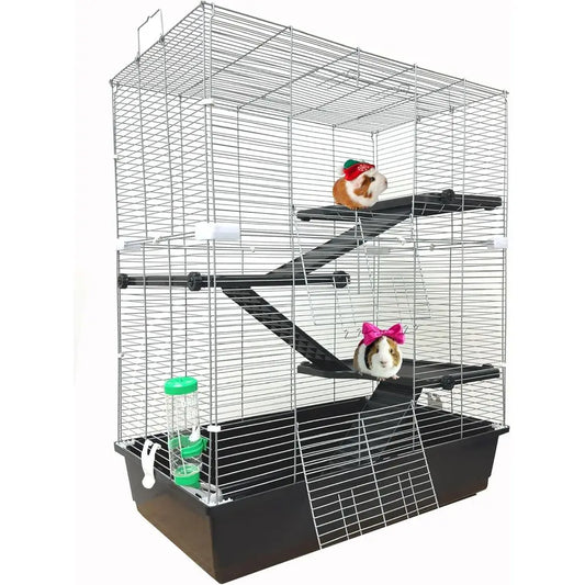 My irst Home Extra Large 4-Level Habitat Narrow 3/8-inch Bar Spacing 6.5-Inch Deep Tubby Base or Exotics Pet Guinea Pig HedgeHam