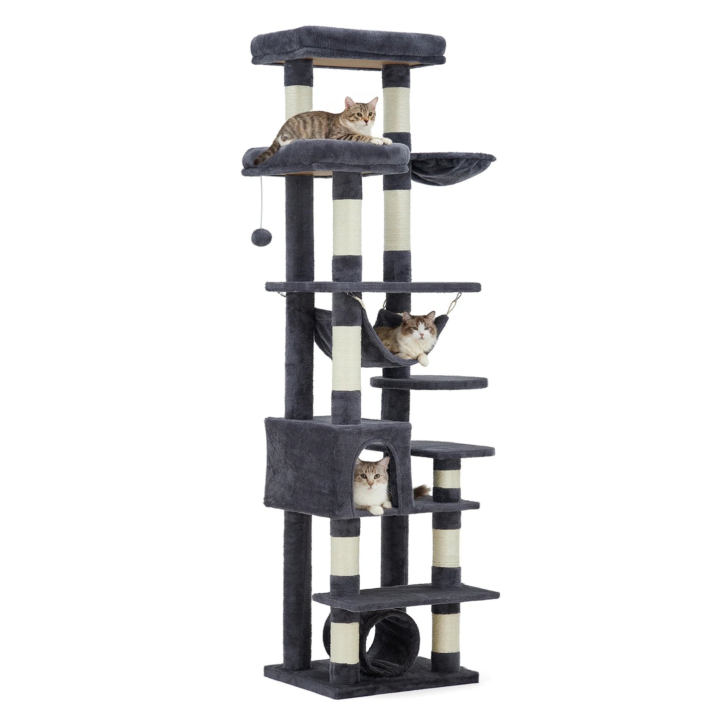 HiMISS Five Tier Cat Tree Tower With Scratching Posts And Hammock