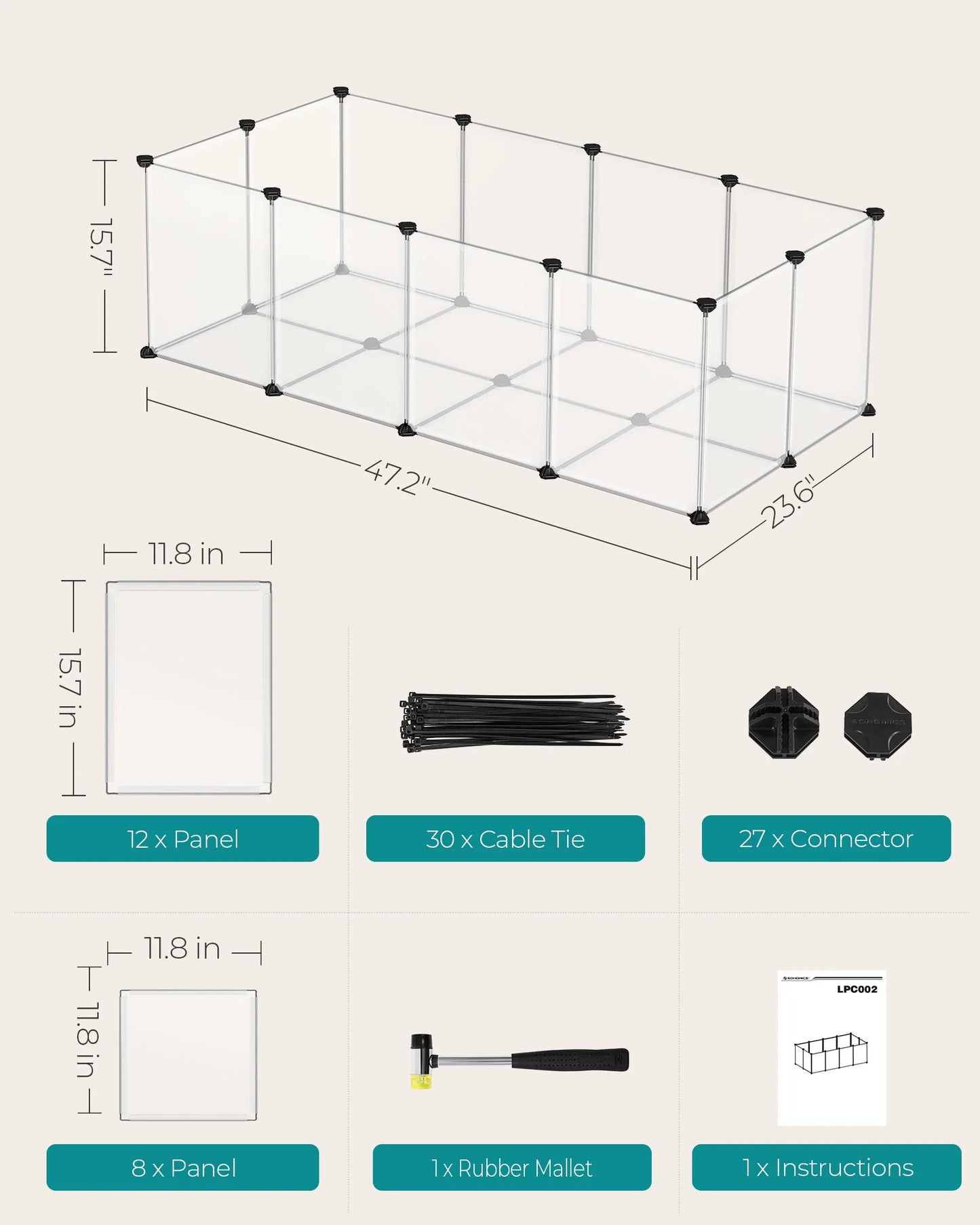 SONGMICS 20 Panels Pet Playpen With Floor Indoor Enclosure