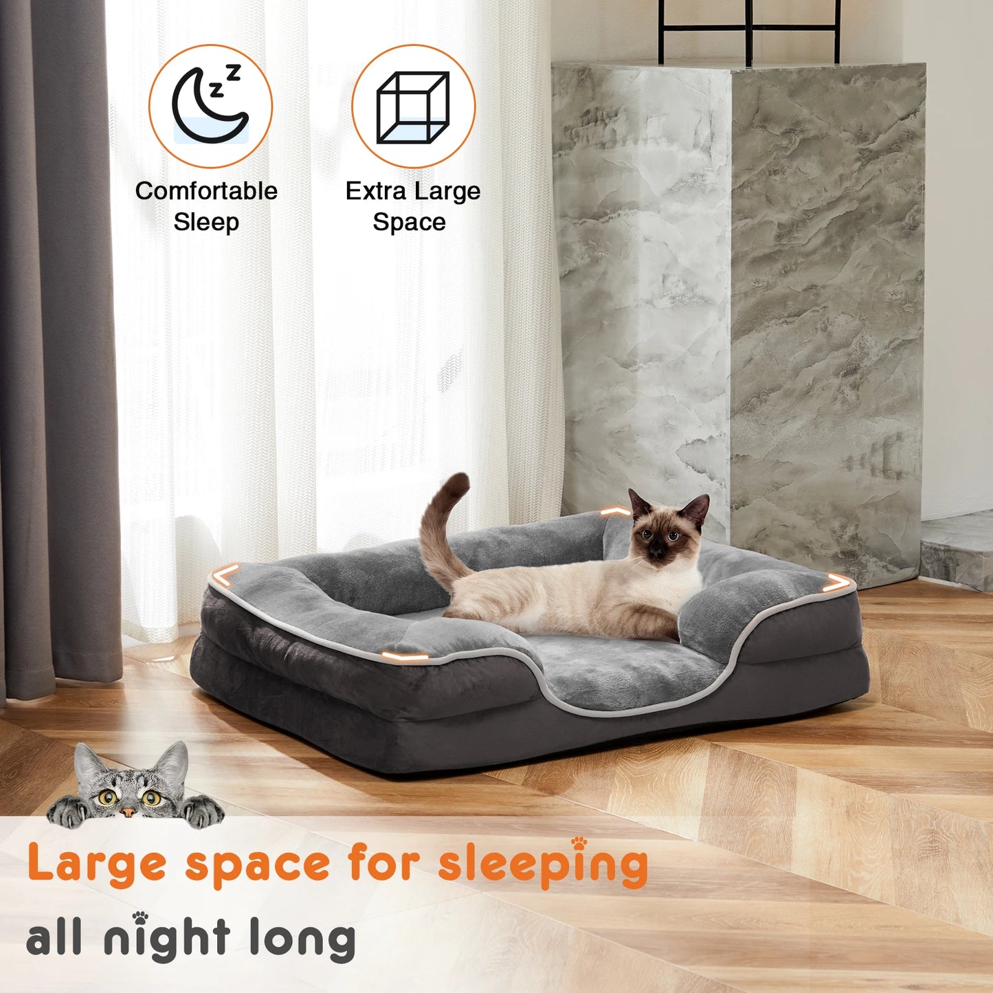 JHK Orthopedic Memory Foam Dog Bed For Small Dogs And Cats With Washable Cover