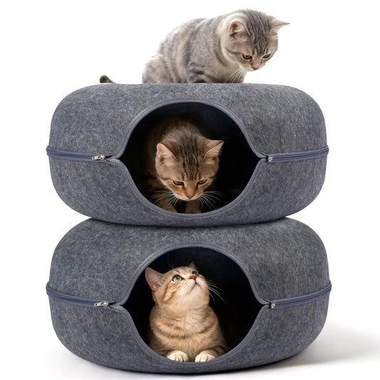 ScratchResistant Cat Cave Bed Donut Tunnel For Indoor Cats Hideaway
