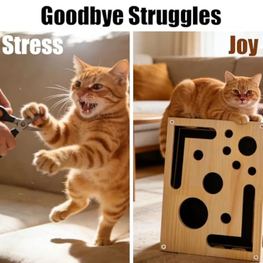 Reinforced Wooden Cat Nail File Scratcher Box With 8 Screws For Indoor Claw Care