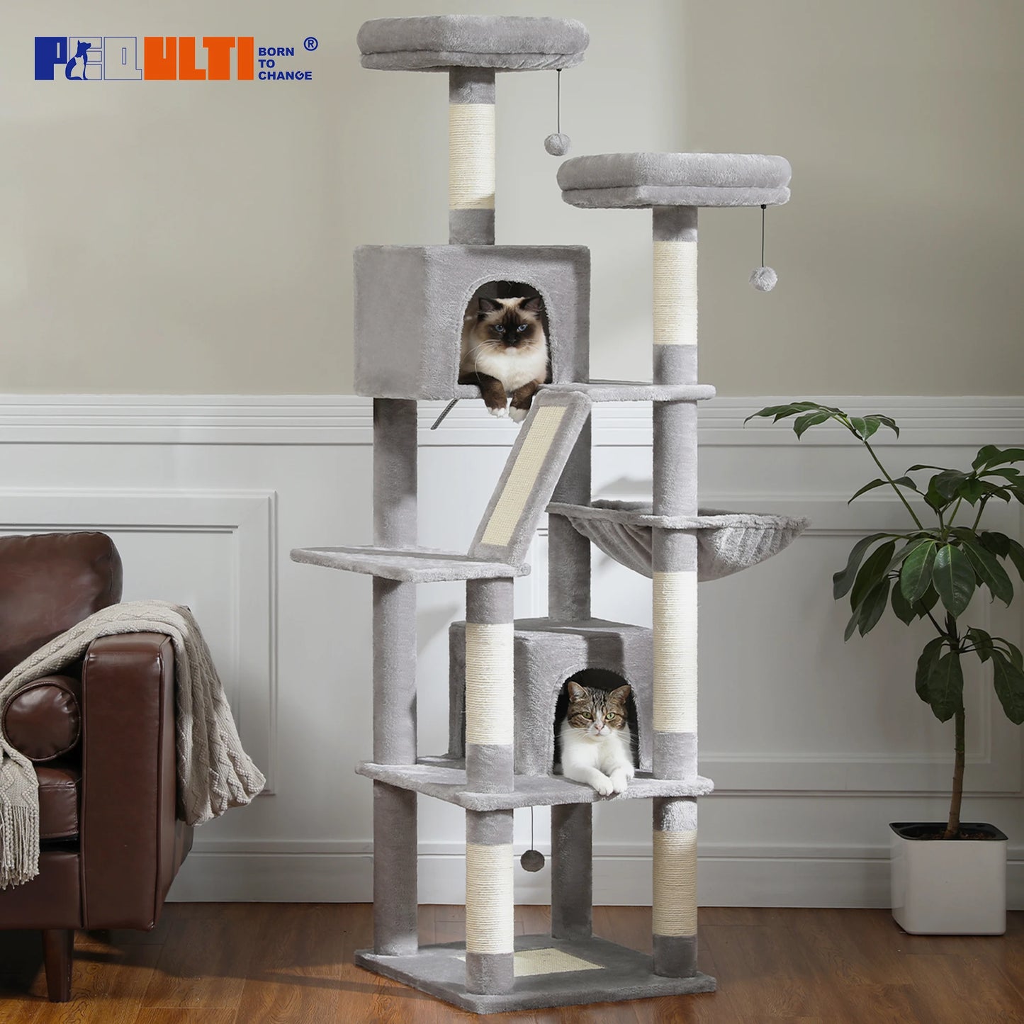 PAWZ Road Cat Tree Tower With Multi Level Plush Condo Scratching Posts