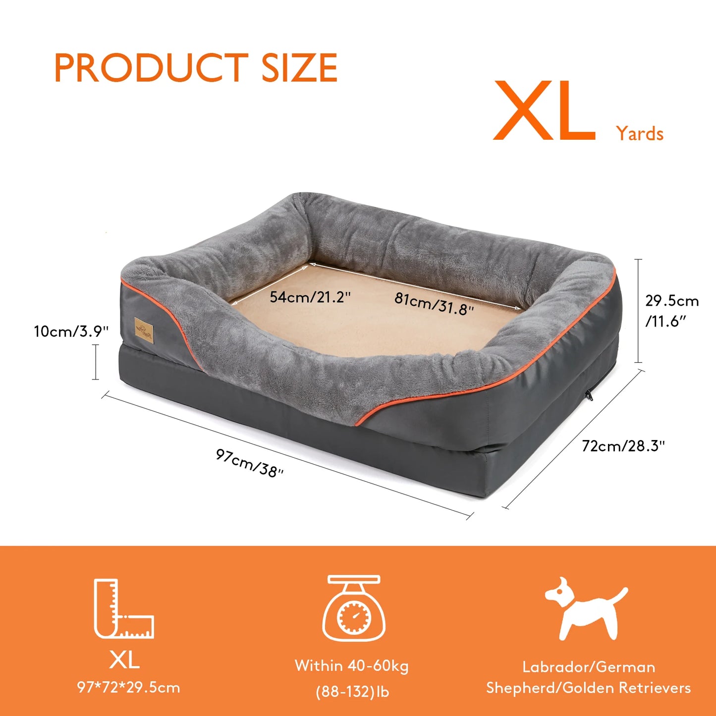 BINGOPAW Large Dog Bed With Waterproof Fleece And Removable Washable Cover