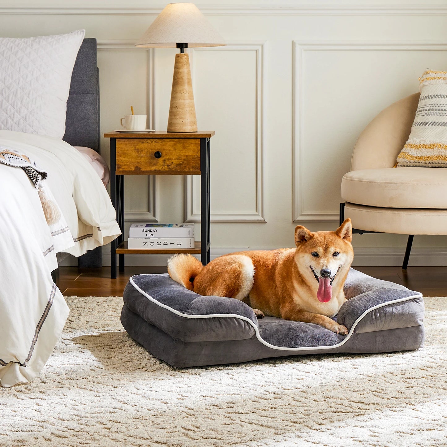 JHK Orthopedic Memory Foam Dog Bed For Small Dogs And Cats With Washable Cover