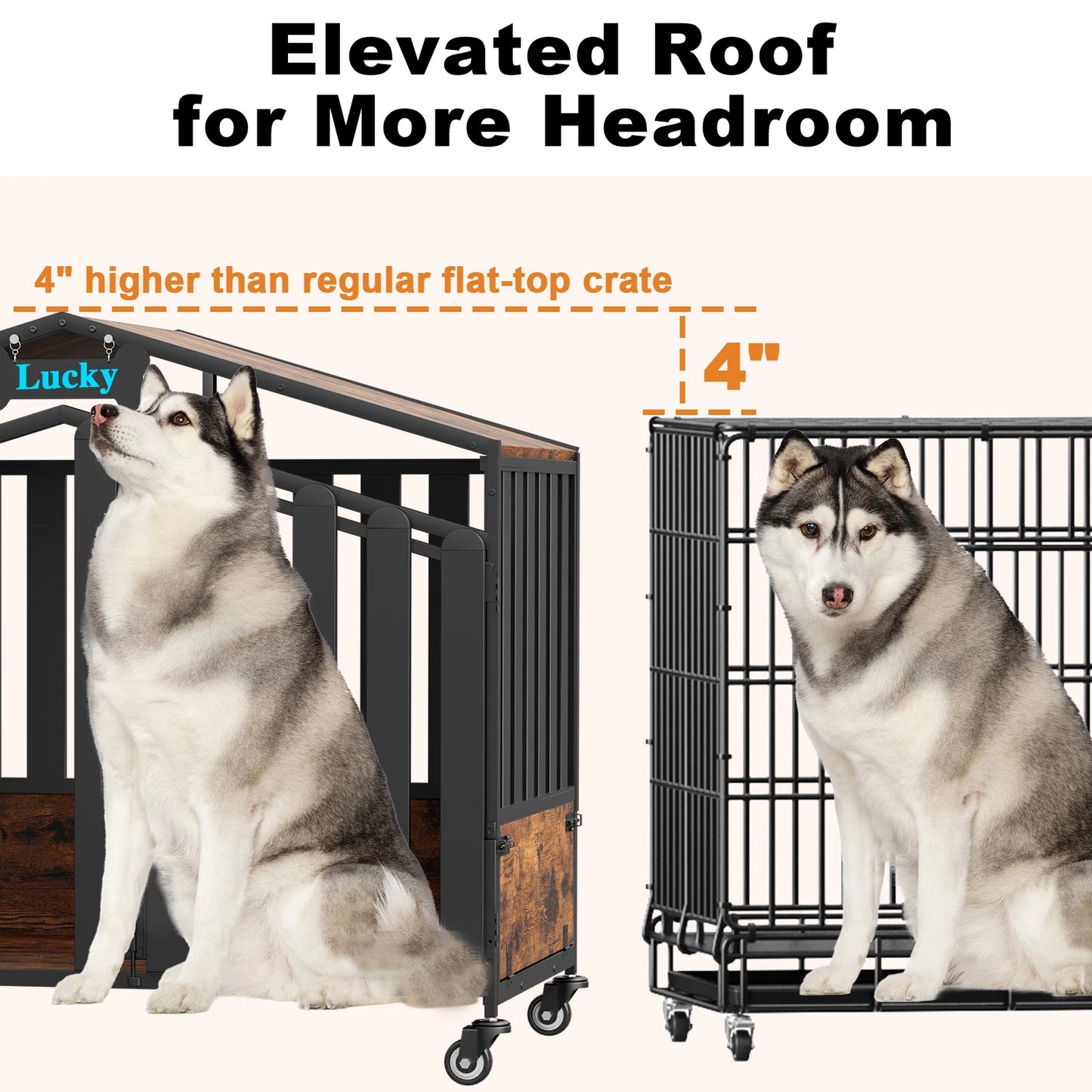 Heavy Duty Dog Crate Furniture Wheels Large Dogs Chew Resistant