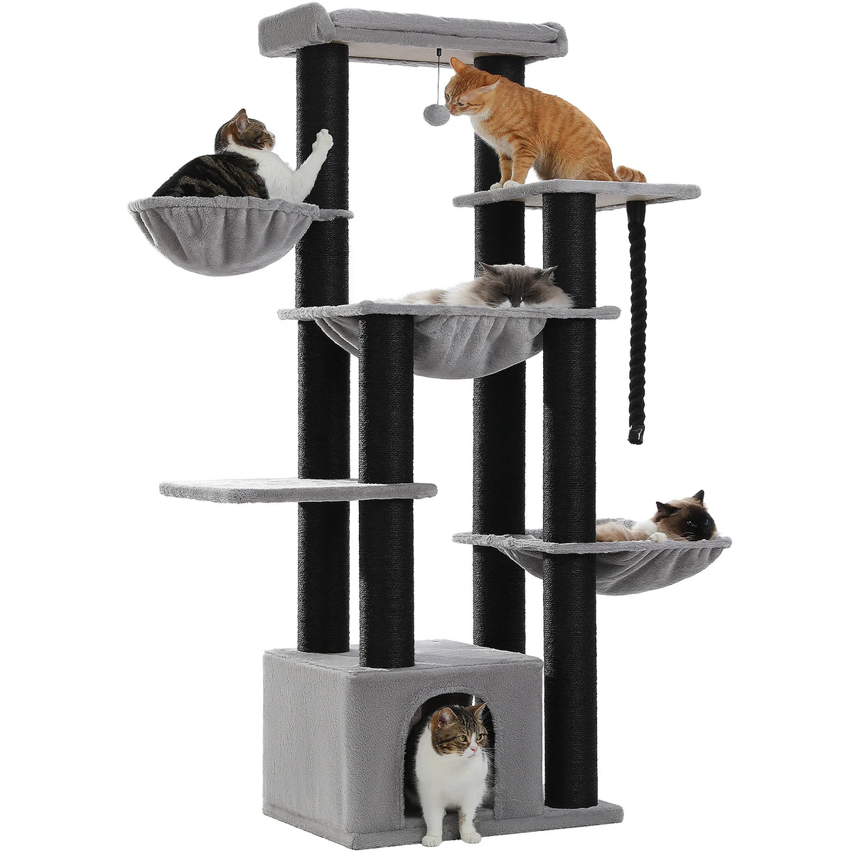 PAWZ Road Multi-Level Cat Tree with Hammock and Sisal Posts