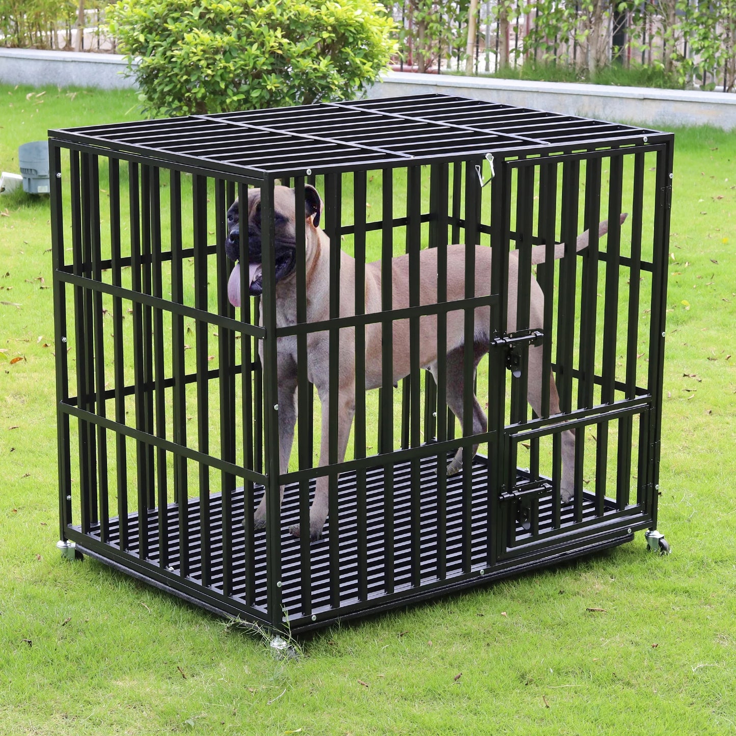 Bingopaw Heavy Duty Dog Cage With Three Doors And Wheels