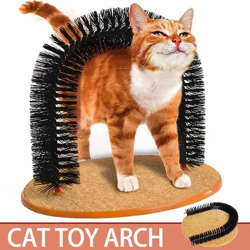 Cat Toy Arch Self Grooming Massage Brush With Scratching Pad For Cats