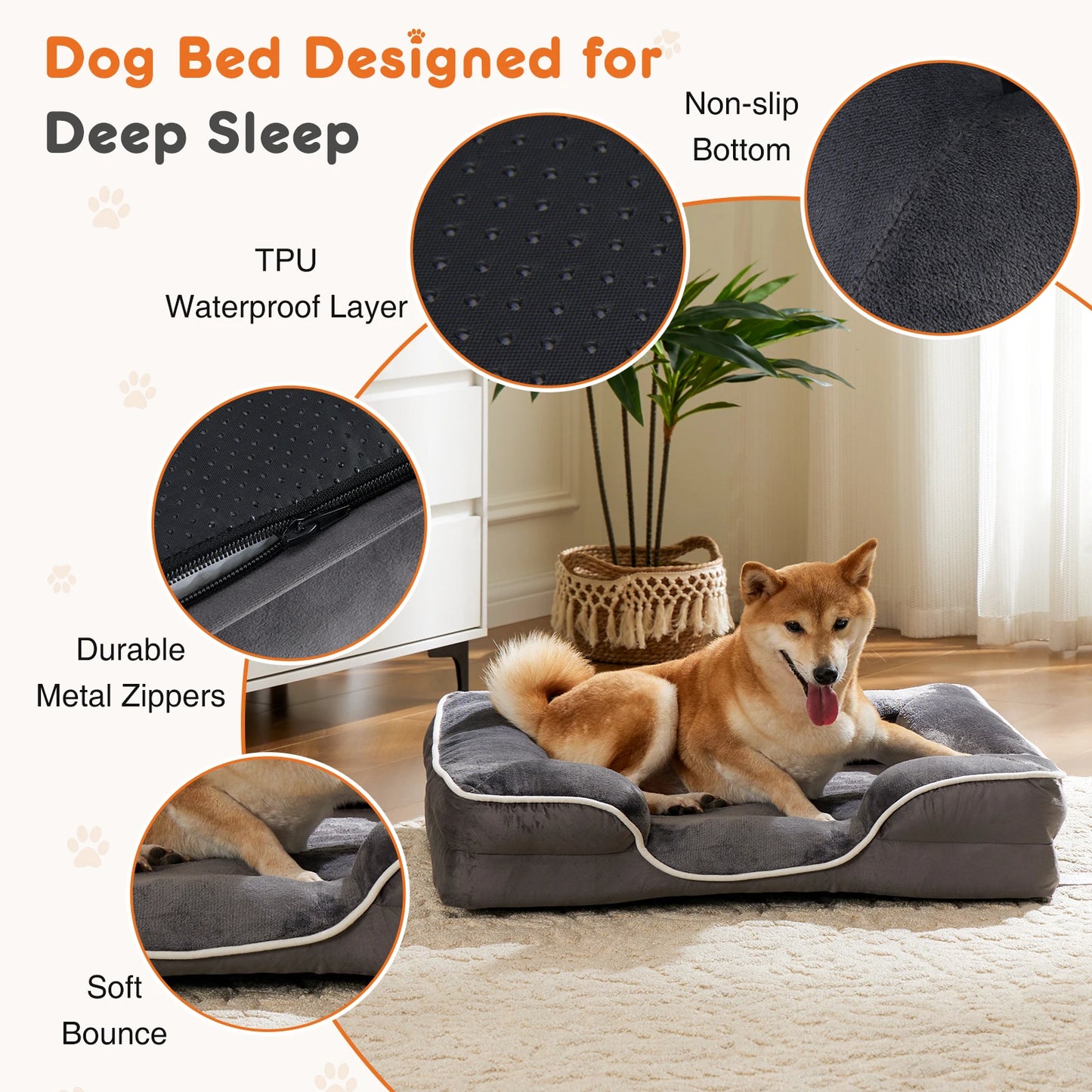 JHK Orthopedic Memory Foam Dog Bed For Small Dogs And Cats With Washable Cover
