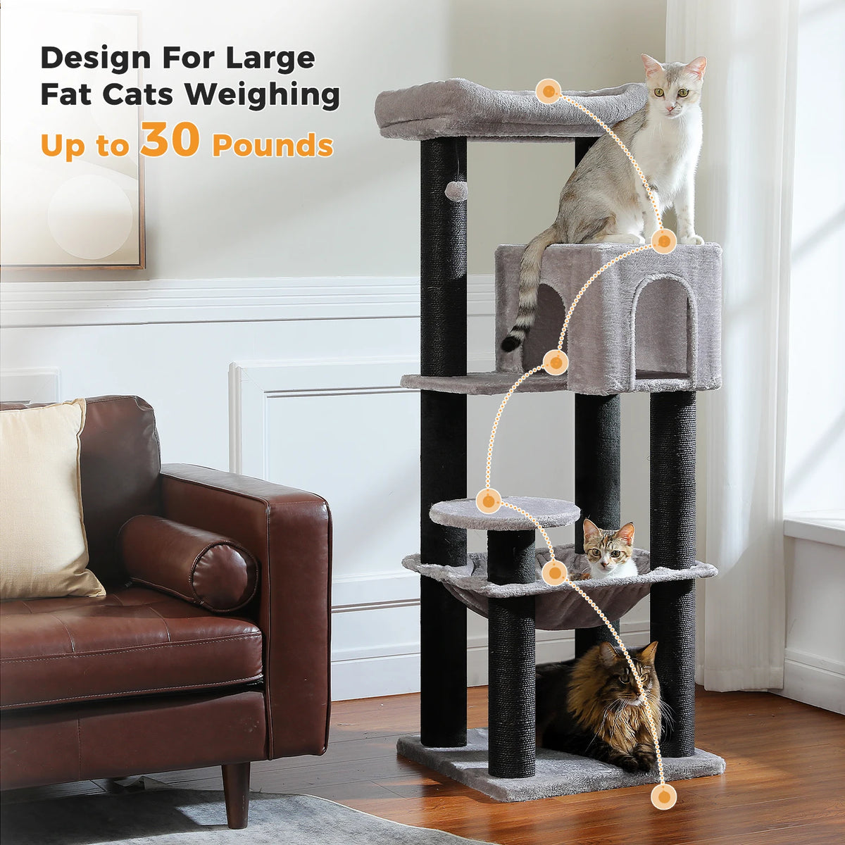 Pawz Road Heavy Duty Cat Tower Hammock Plush Scratching Post