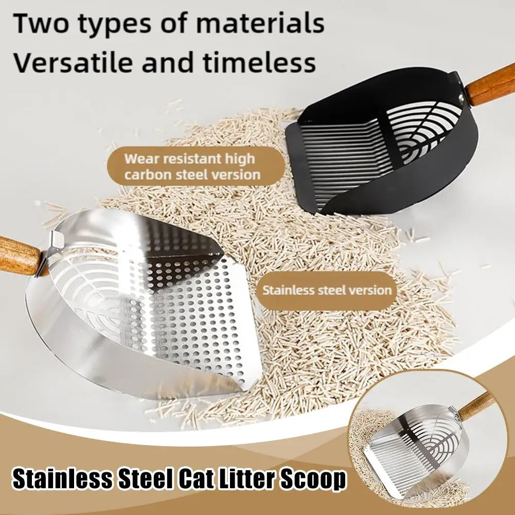 Sturdy Steel Cat Litter Scoop With Long Handle For Easy Cleanup
