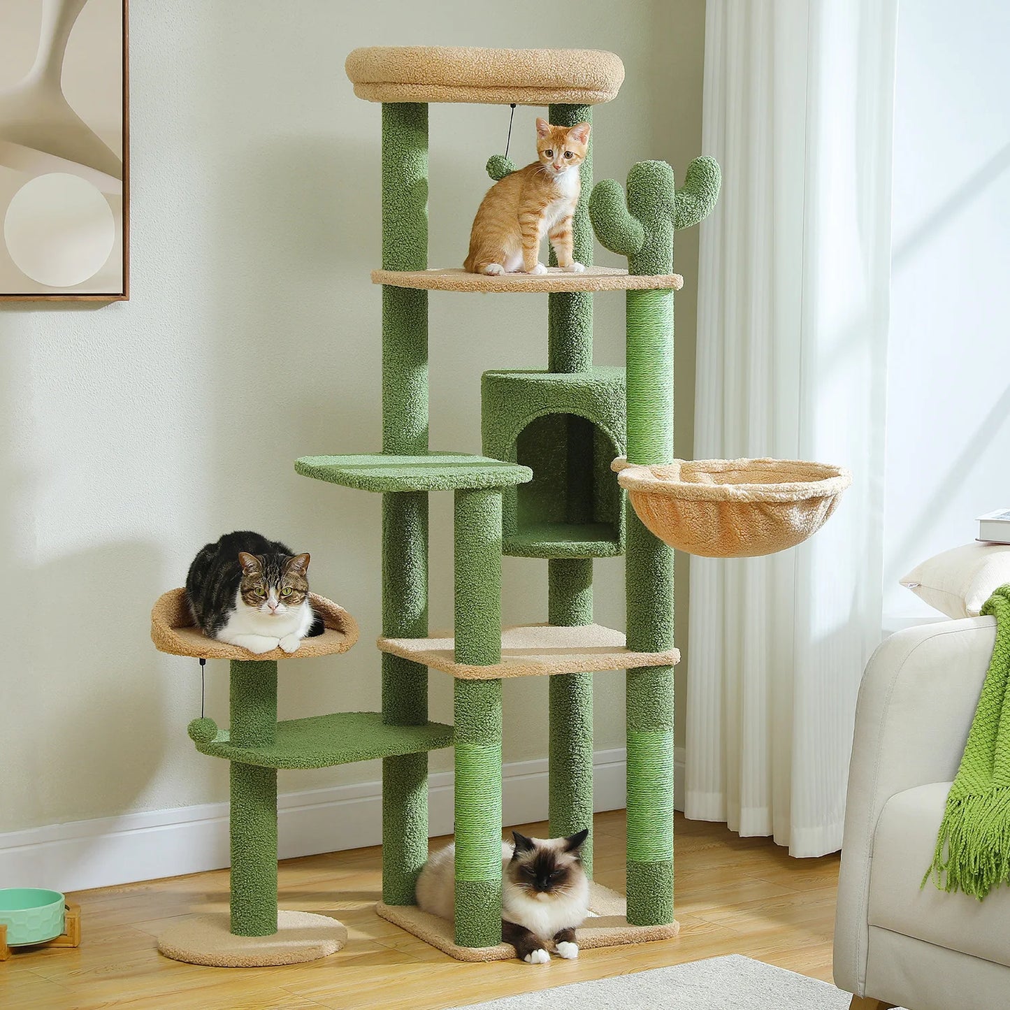 PEQULTI Multi-Level Cat Tree Tower With Scratching Posts Hammock
