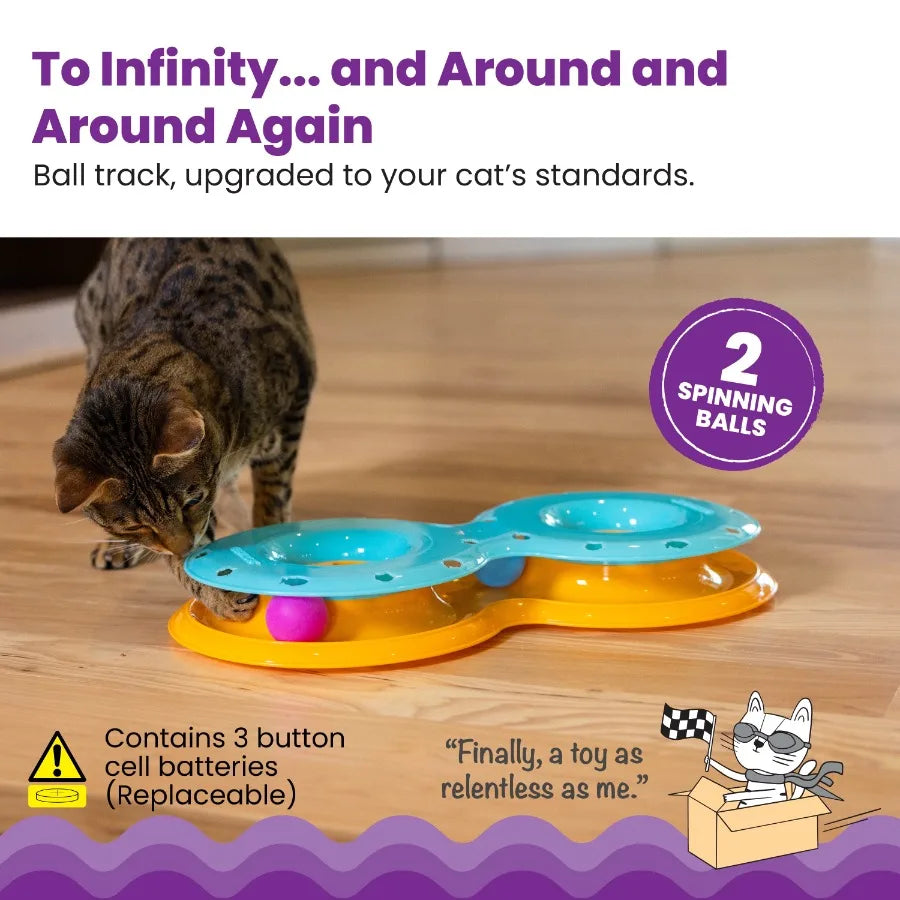 Meowsome Infinity Ball Track for Cats, Figure-8 Shaped, Compatible with 2-in-1 Topper Toys, Blue