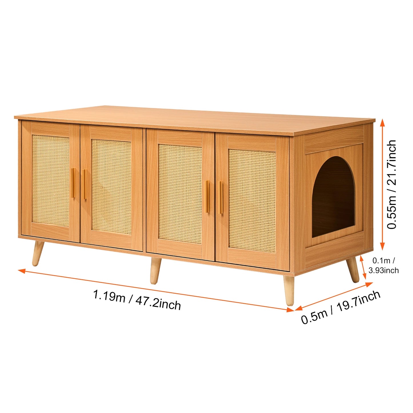 Cat Litter Box Enclosure Cabinet For Two Cats, Hidden Wooden Design