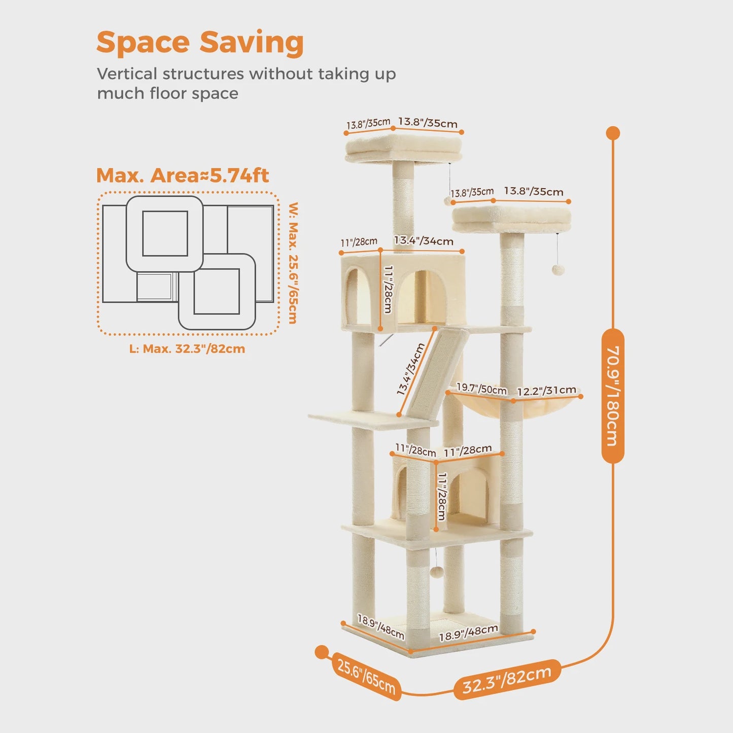 PAWZ Road Cat Tree Tower With Plush Condos Perches And Scratching Posts