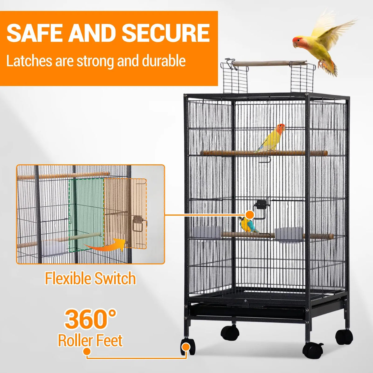 Small Bird Cage with Wheels,Parakeet Cage with Top Stand, 3 in 1 Bird Carrier for Parakeets, Canaries, Lovebirds, Small Quaker,