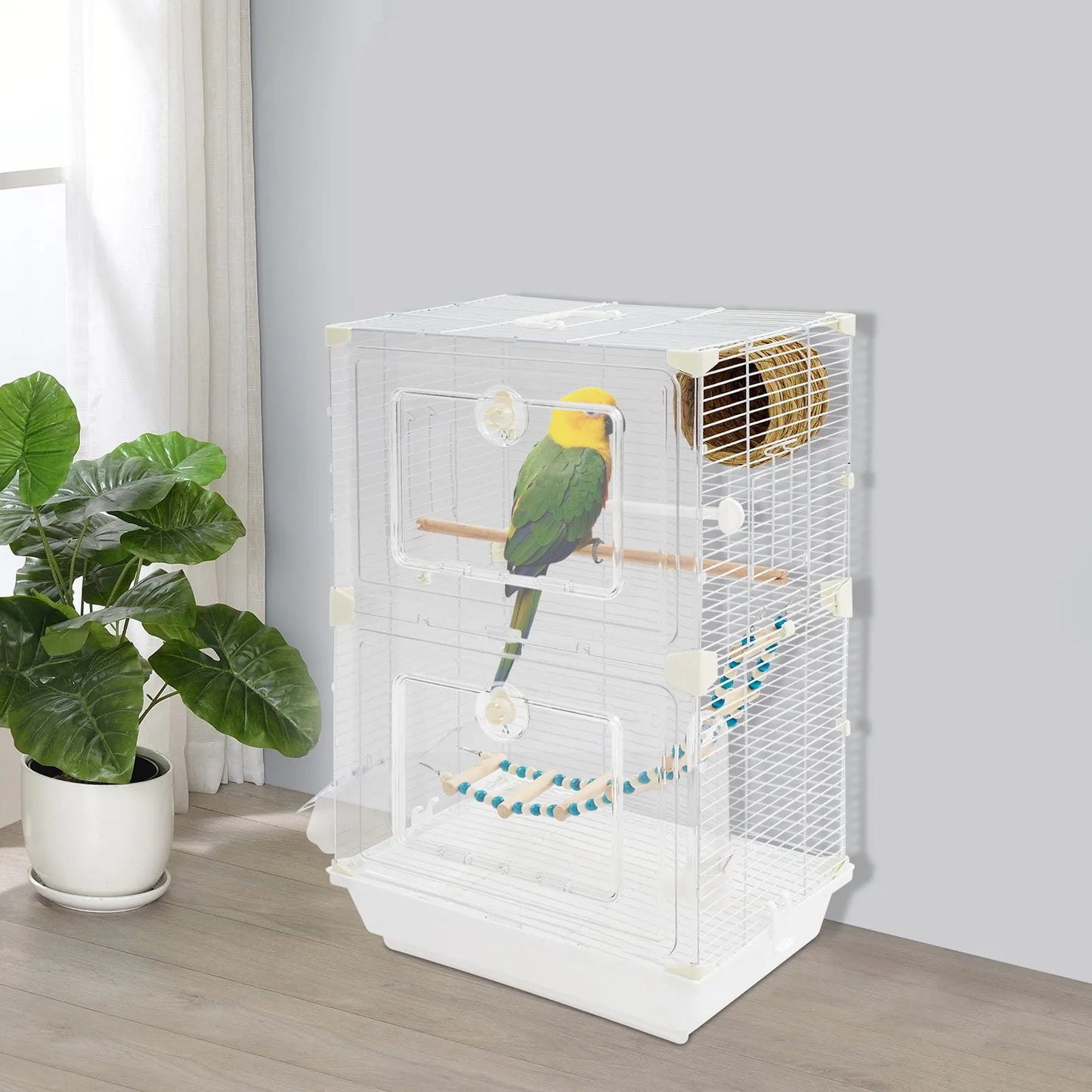 Bird Cage For Small And Medium Birds With Nest Feeders Easy To Clean