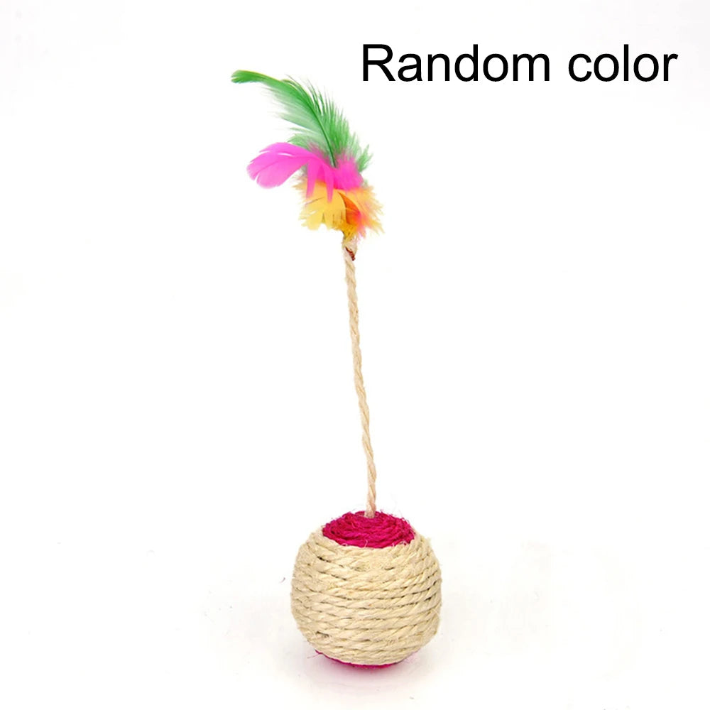 Sisal Shuttlecock Feather Ball Cat Toy For Interactive Play