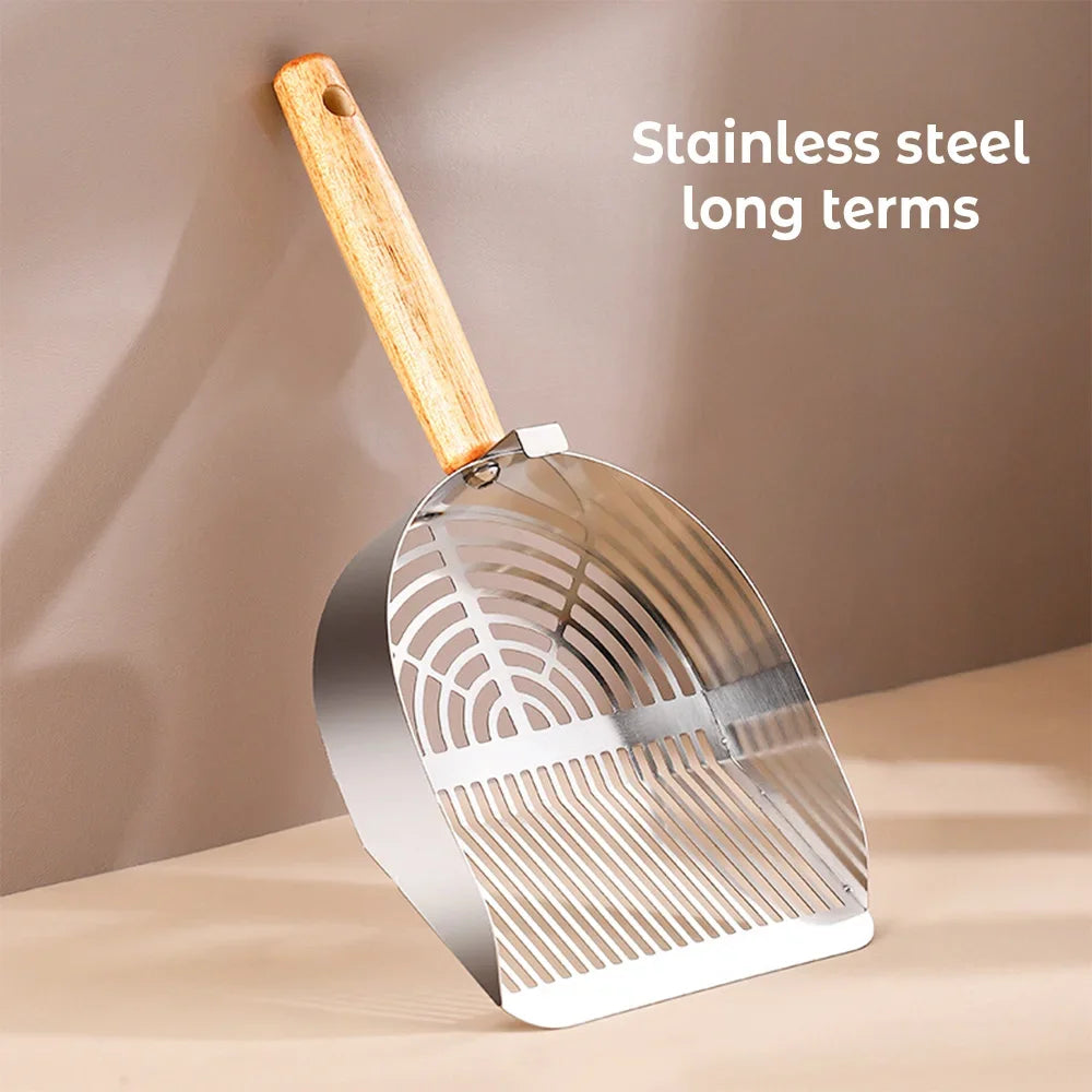 Sturdy Steel Cat Litter Scoop With Long Handle For Easy Cleanup