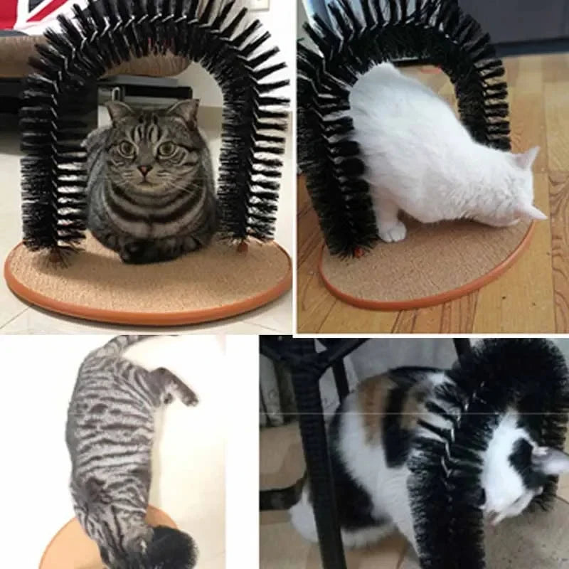 Cat Toy Arch Self Grooming Massage Brush With Scratching Pad For Cats