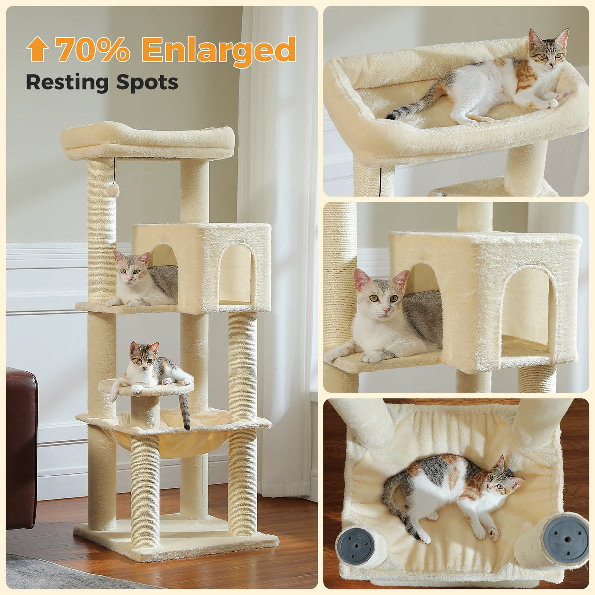 Pawz Road Heavy Duty Cat Tower Hammock Plush Scratching Post