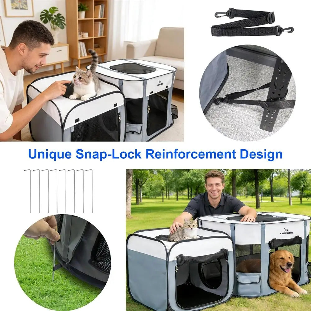 Indoor Outdoor Pet Playpen 2-In-1 Waterproof Dog Crate And Cat Enclosure