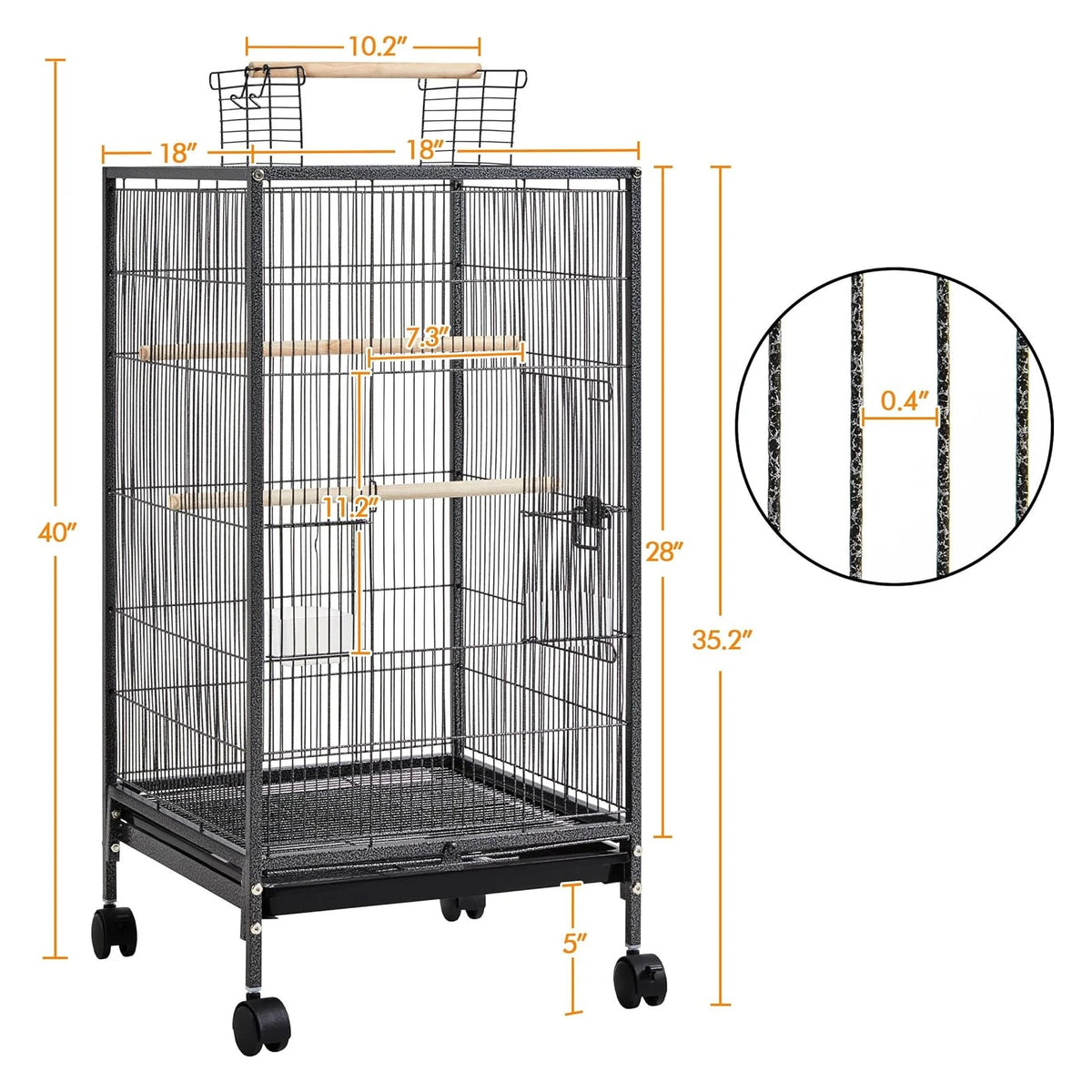 Bird Cage with Stand Wrought Iron Large 35/53-Inch Flight Cage for Parakeets Cockatiels Lovebirds Macaw Conure Bird Cages