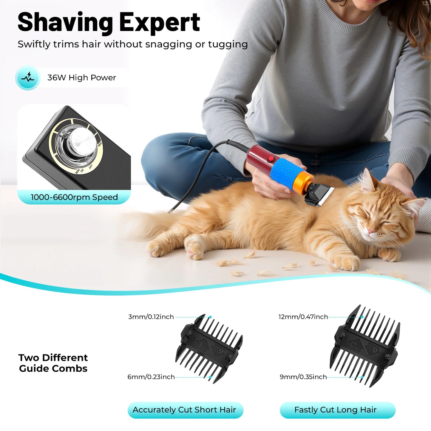 Dog Hair Clipper 36W Low Noise Variable Speed 6600rpm Grooming