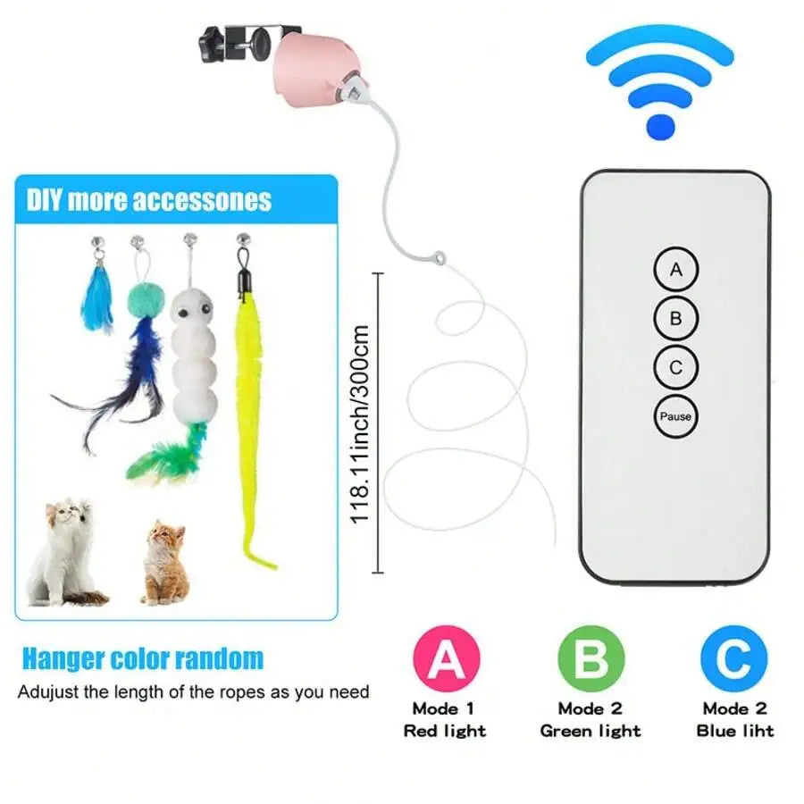 Interactive Cat Toy With Remote Control And Replaceable Heads