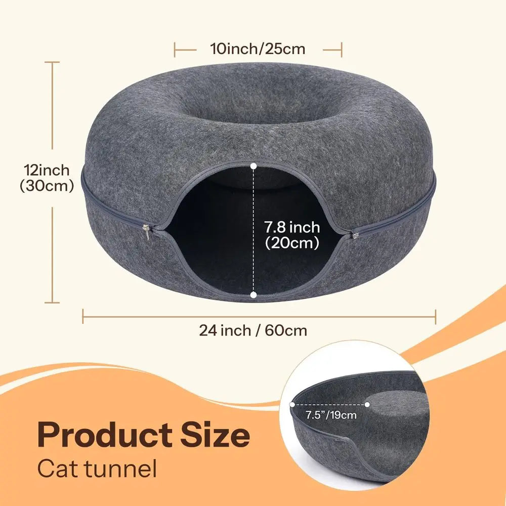 ScratchResistant Cat Cave Bed Donut Tunnel For Indoor Cats Hideaway
