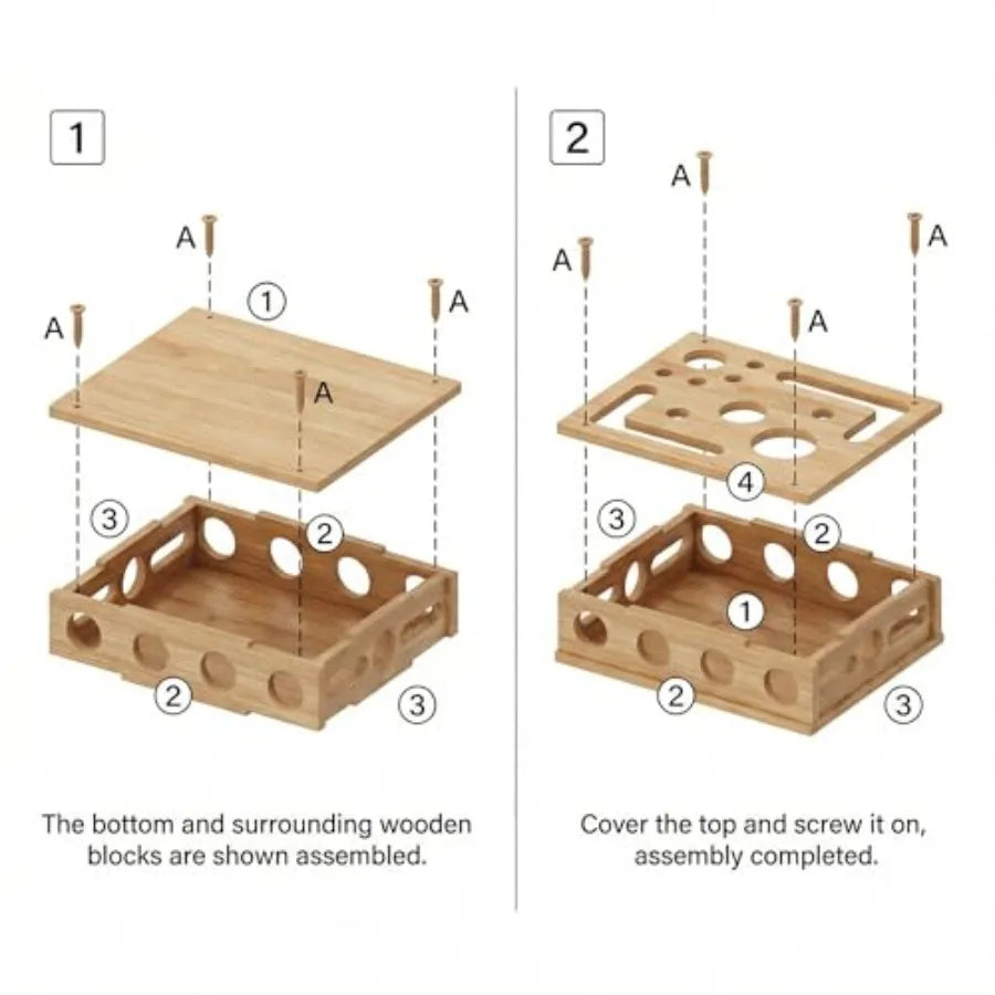 Reinforced Wooden Cat Nail File Scratcher Box With 8 Screws For Indoor Claw Care