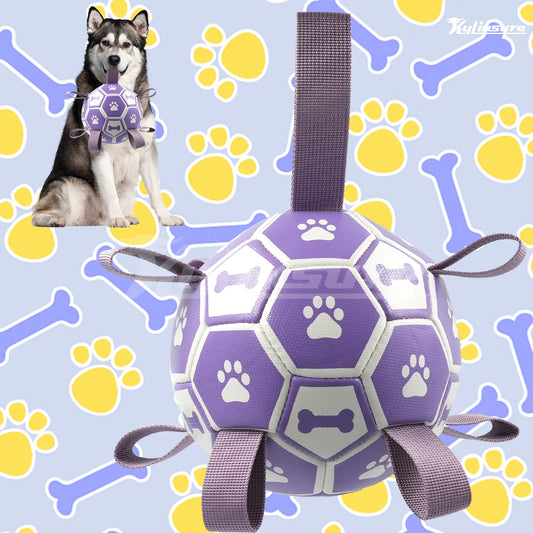 Dog Soccer Ball Tug Toy With Straps For Interactive Play