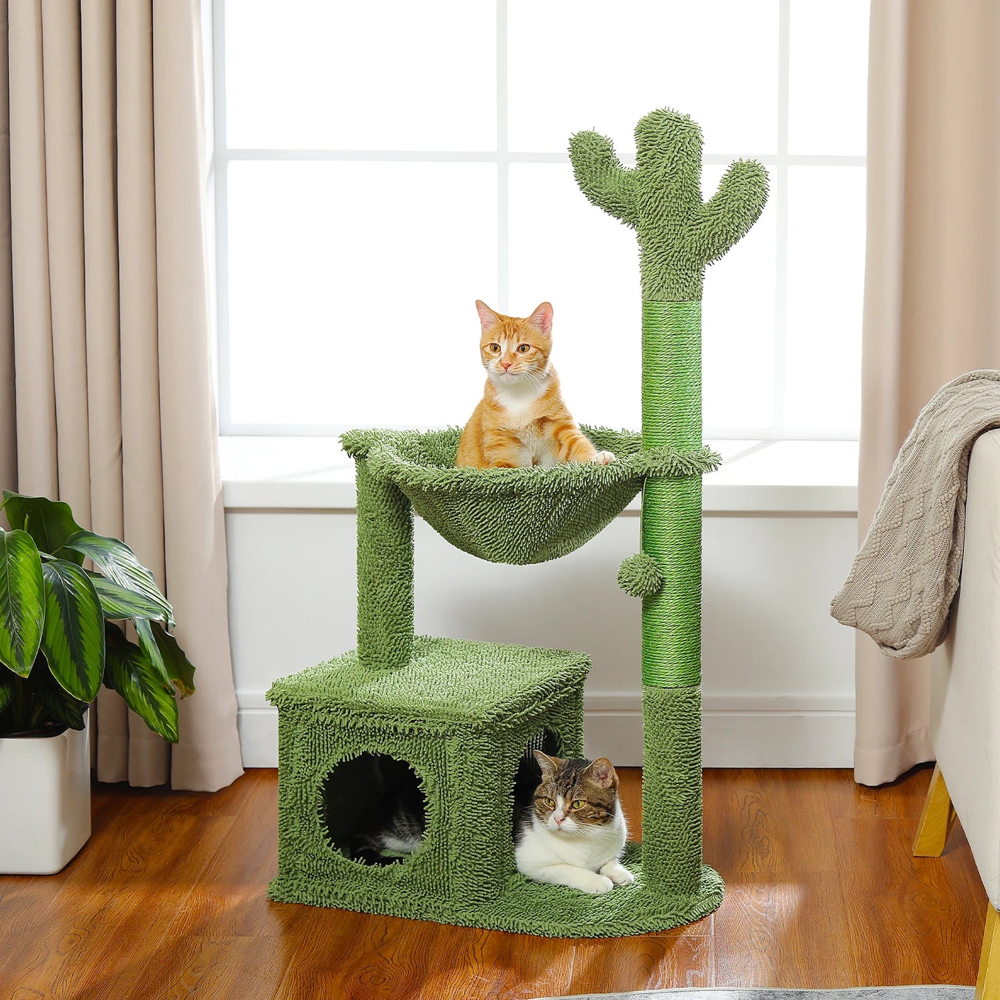 PEQULTI Cat Tree With Large Condo Hammock And Scratching Post Indoor