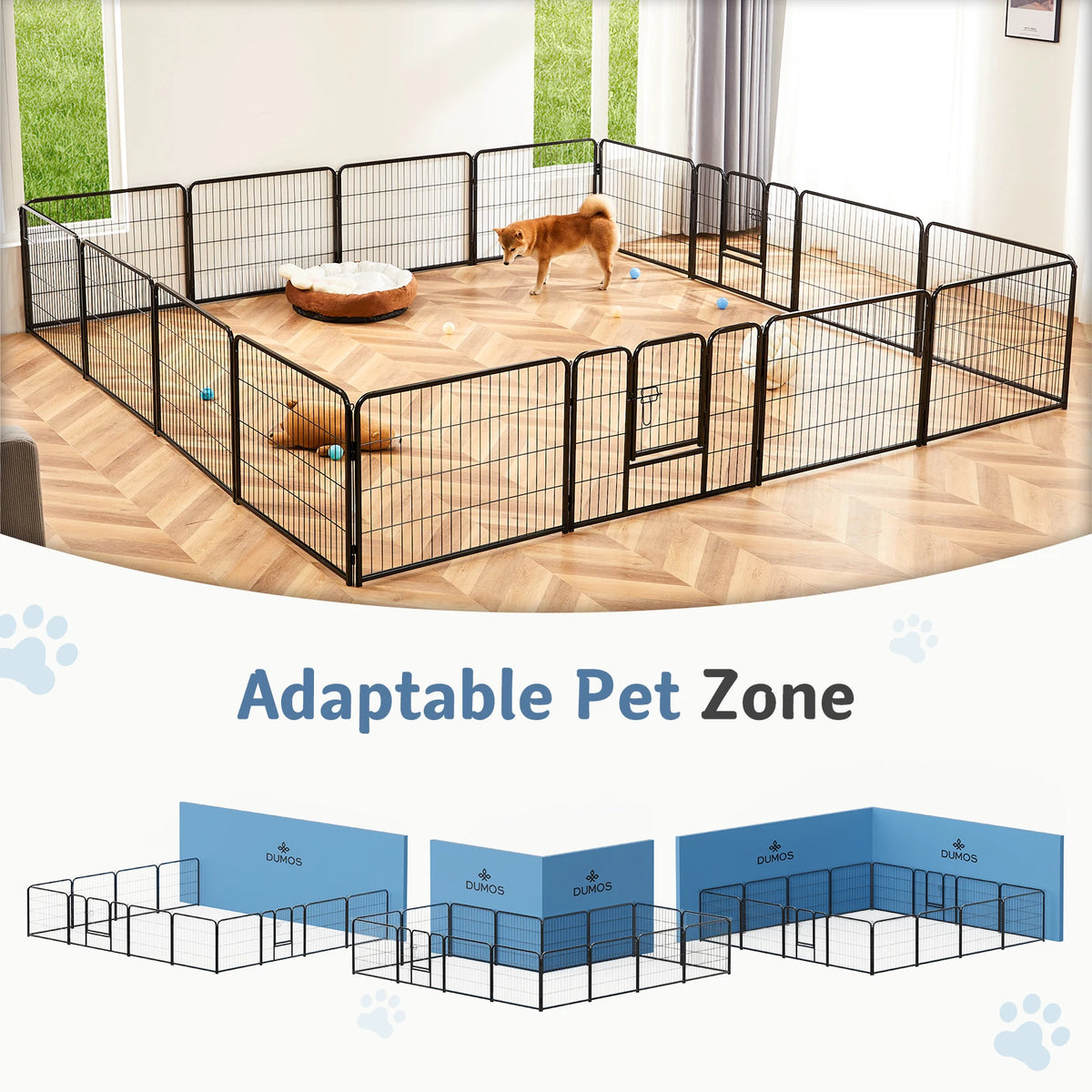 JHK Foldable Metal Dog Playpen And Pet Exercise Fence