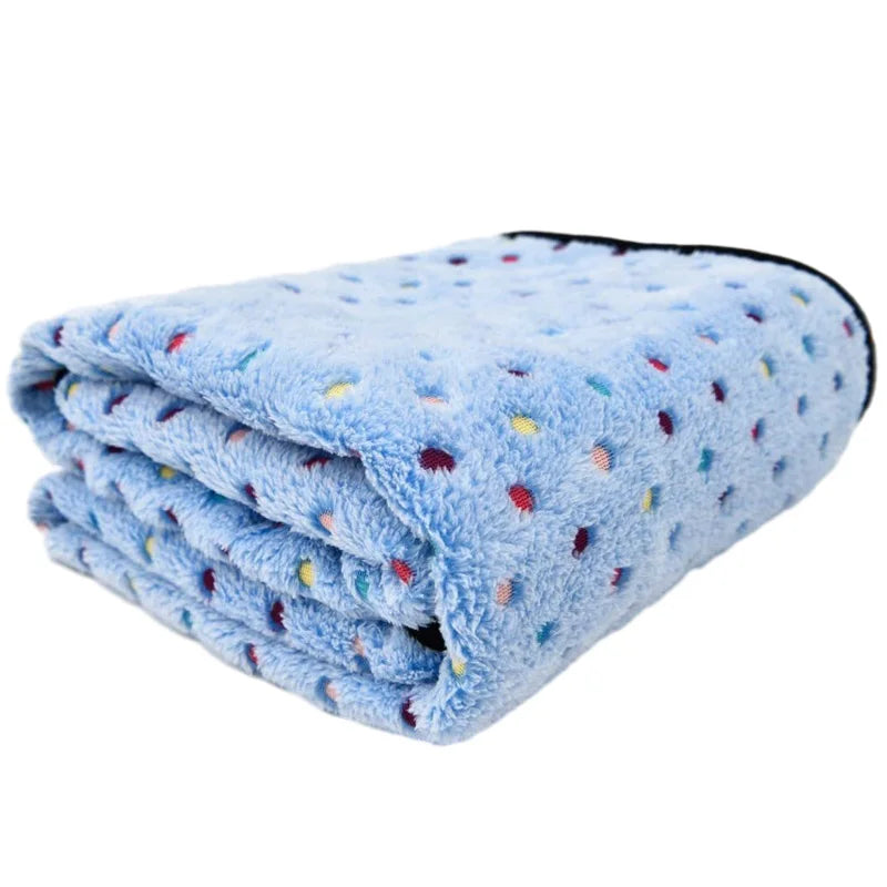 Soft Fluffy Pet Blanket Dot Pattern Cozy Warm Bed Cover