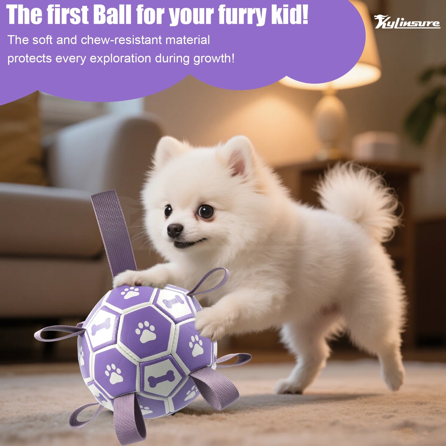 Dog Soccer Ball Tug Toy With Straps For Interactive Play